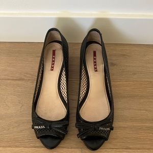 PRADA Peep toe mini wedge